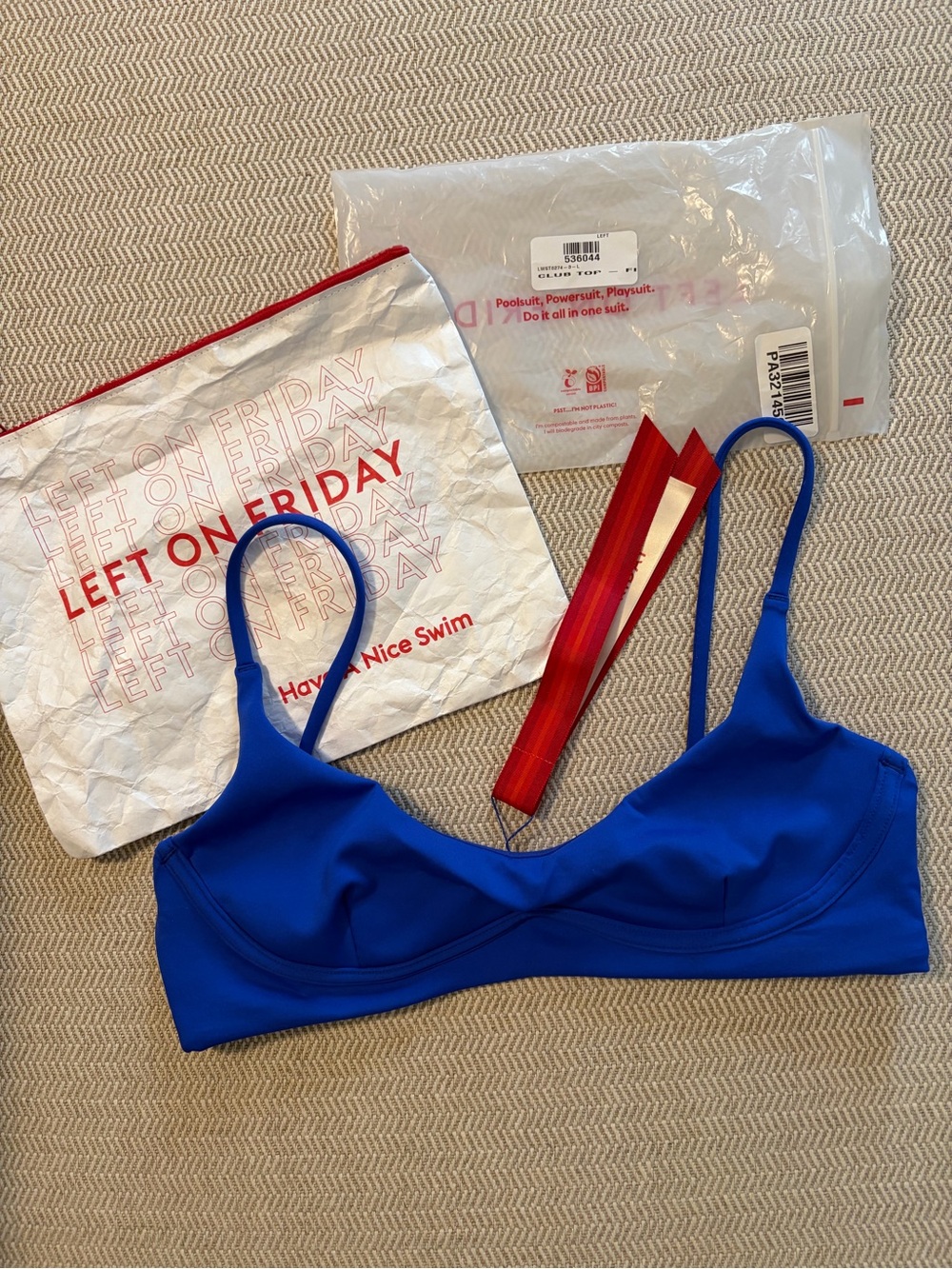 Left On Friday Vivid Blue Scoop Bikini Top & High-Cut Bottoms - Picture 8 of 12